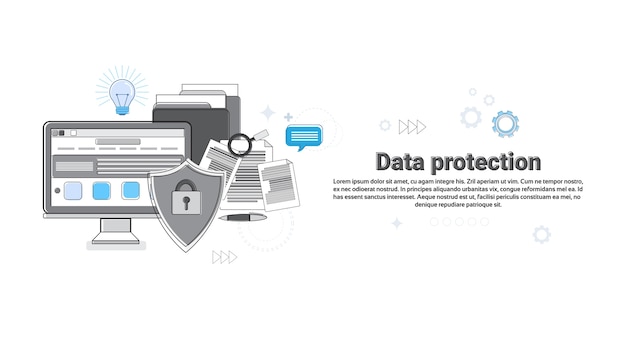 Online Security Data Protection Web Technology Banner Vector Illustration