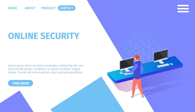 Online Security Horizontal Banner with Copy Space.