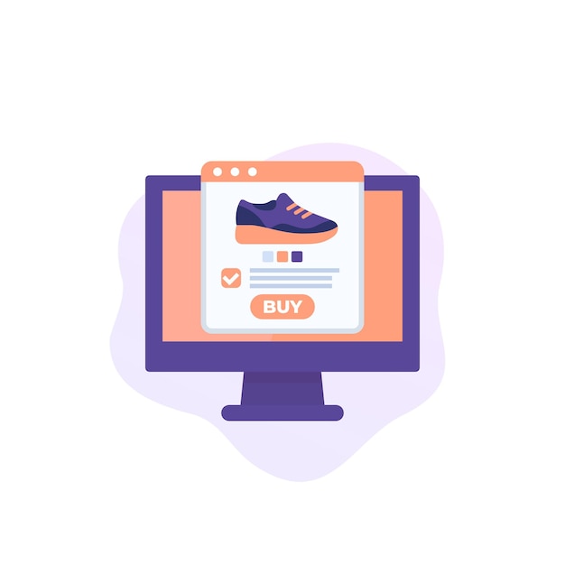 Online shoe store, e-commerce, shopping vector icon