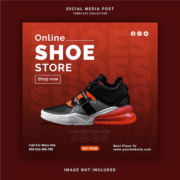 Online Shoes Store Editable Instagram Banner Social Media Post Template