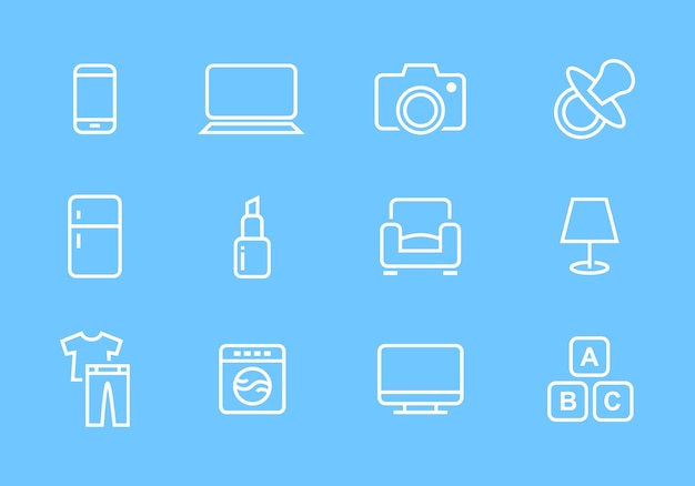 online shop categories icon set