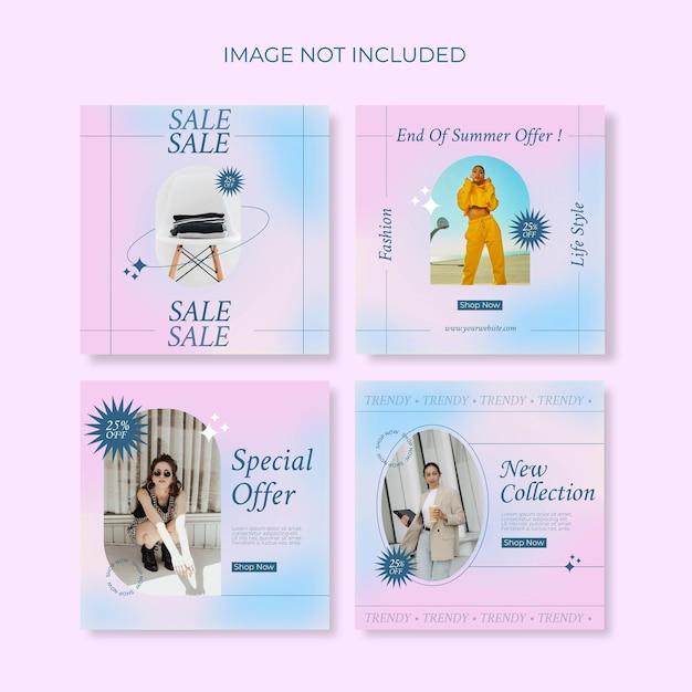 Online shop fashion gradient blur instagram post template