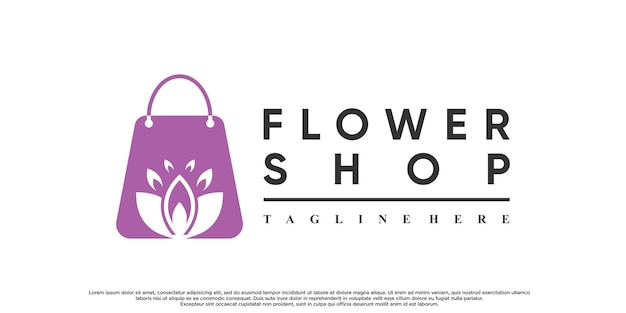 Online shop and flower logo design with modern concept Premium Vector