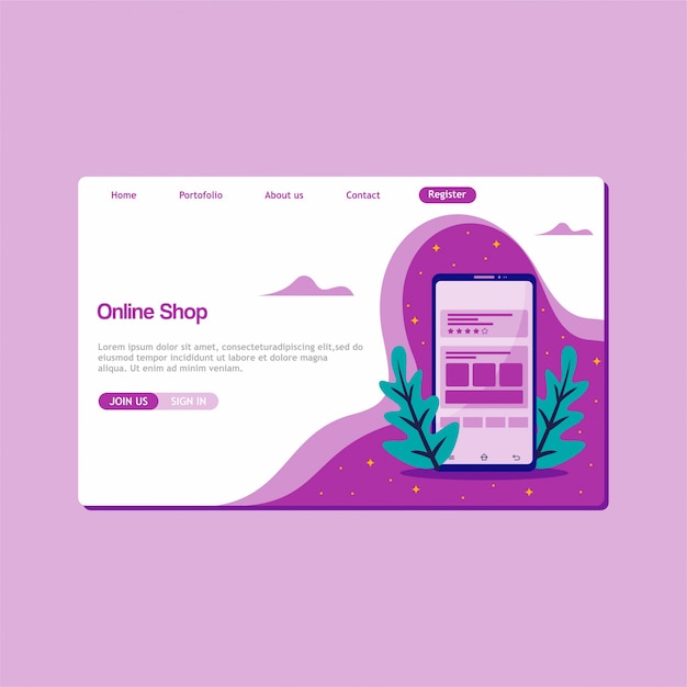 Online shop landing page