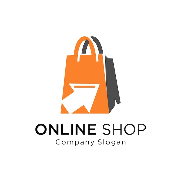 Online shop logo design inspirationmodern logo bagonlineclickdesign illustration template