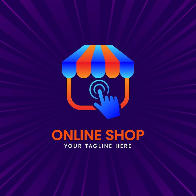 Online Shop Logo Design Template. Perfect for eCommerce, sale, store,shop, discount, store, website.