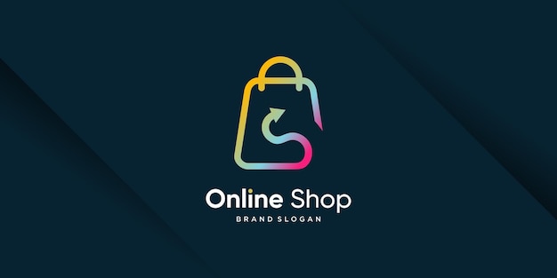 Online shop logo design with modern creative concept