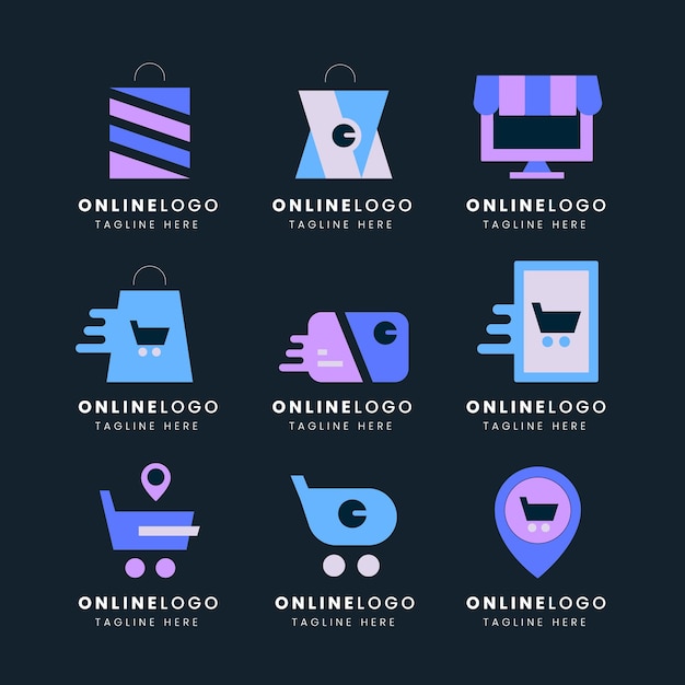 Online Shop Logo designs Template set of Vector illustration