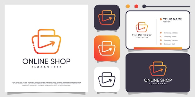 Online shop logo with creative concept Premium Vector