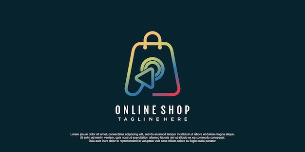 Online shop logo with creative design premium vector icon illustration