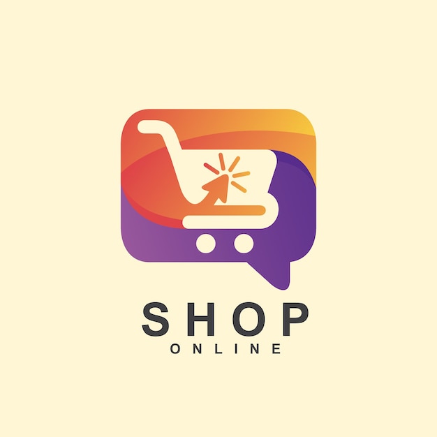 Online shop with chat icon logo design