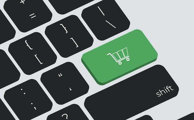 Online shopping cart computer keyboard icon