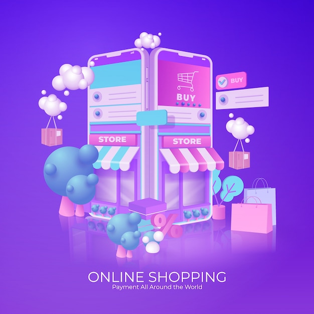 Online shopping e-commerce concept. business order item store online on smartphone.