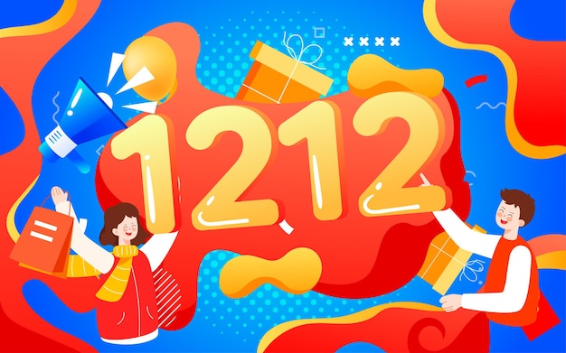 Online shopping ecommerce double 12 shopping Carnival illustration promotion Poster