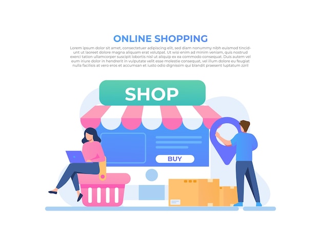 Online Shopping flat illustration concept