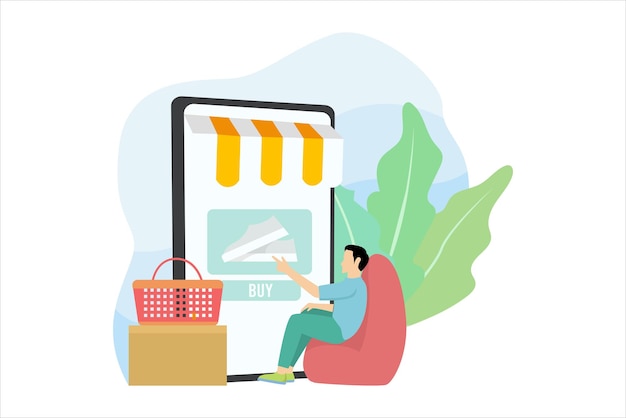 Online Shopping Flat Illustration Design