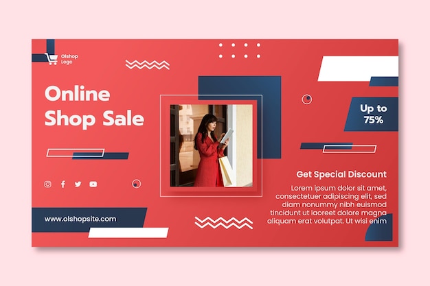 Online shopping horizontal banner template