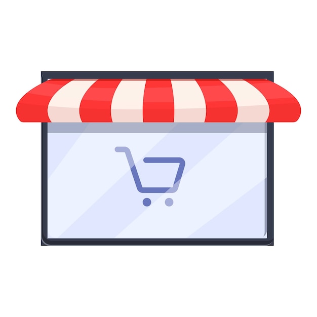 Online shopping icon. Cartoon of online shopping vector icon for web design isolated on white background