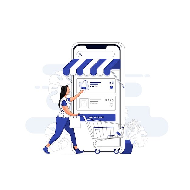 Online shopping illustration concept