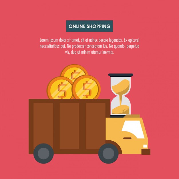 Online shopping infographic with cartoon elements 