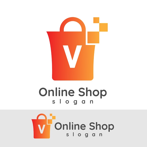 online shopping initial Letter V Logo design