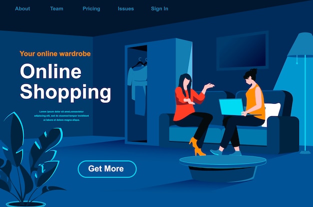 Online shopping isometric landing page.