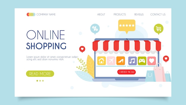 Online shopping Landing page concept Flat design vector illustration