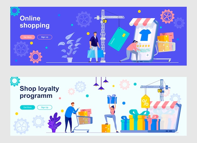 Online shopping landing page set