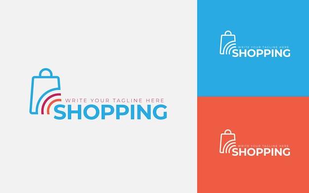 Online Shopping Logo Design Template. Simple And Minimal Style. Mouse Cursor With Bag Concepts.