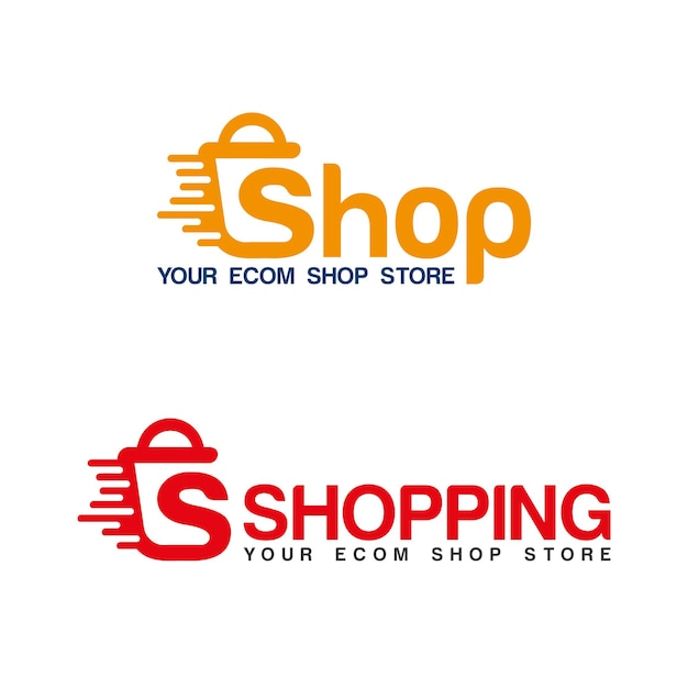 online shopping logo wordmark collection set design vector template