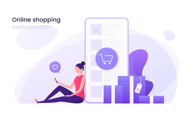 Online shopping, mobile marketing concept.