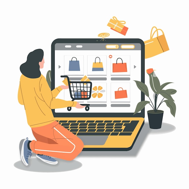 Online Shopping and Payment Flat Design Illustration