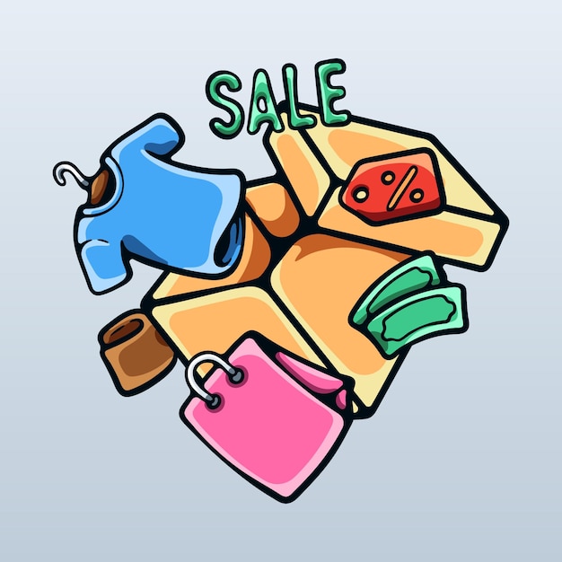 Online Shopping sale cartoon Illustration