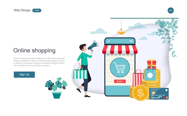 Online shopping and services landing page