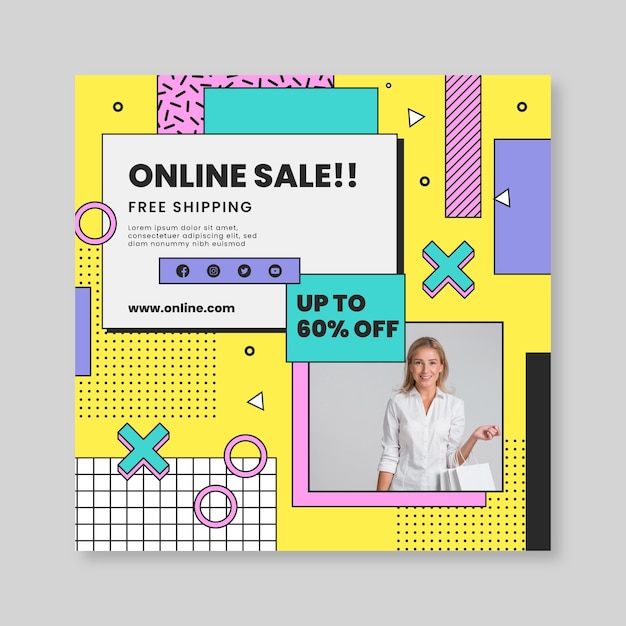 Online shopping square flyer template