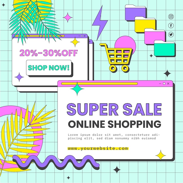 Online shopping squared flyer