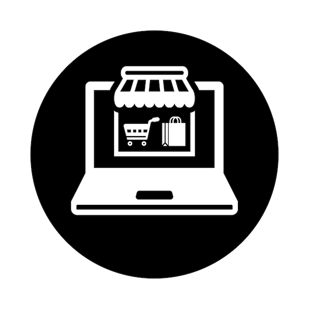 Online shopping store icon Black vector graphics