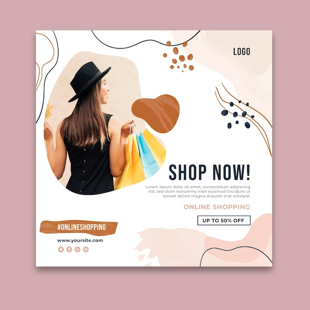 Online shopping time squared flyer template