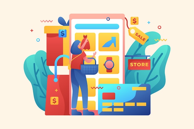 Online Shopping Web Illustration