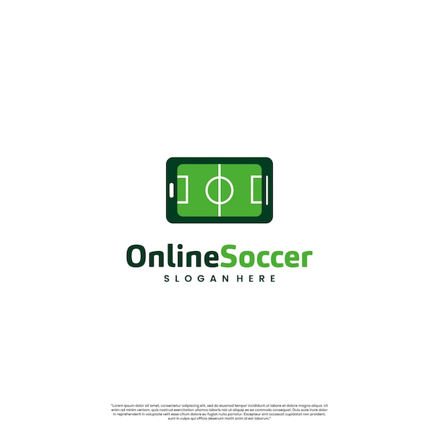 Online soccer logo design phone with soccer field logo modern concept