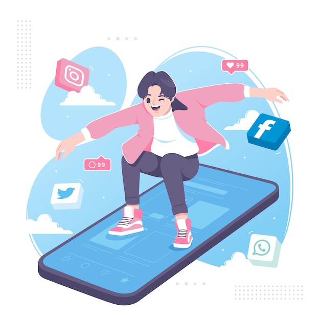 online social media concept illustration design