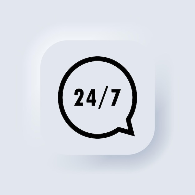 Online support 24 7 hours icon. Call center support symbol with headphone image. Consultant concept for e-commerce or elearning. Neumorphic UI UX white user interface web button. Vector EPS 10.