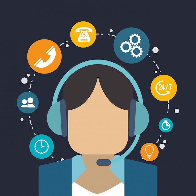 online support or call center related icons image