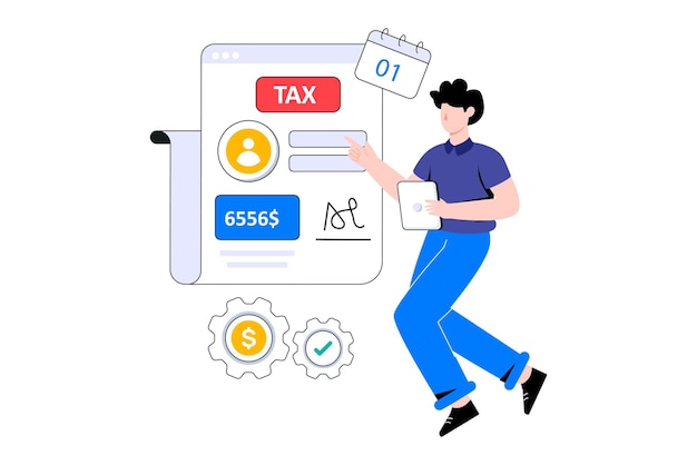 Online Tax flat style design vector illustration. stock illustration