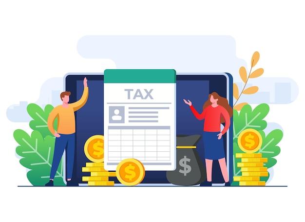 Vector online tax payment flat illustration vector template