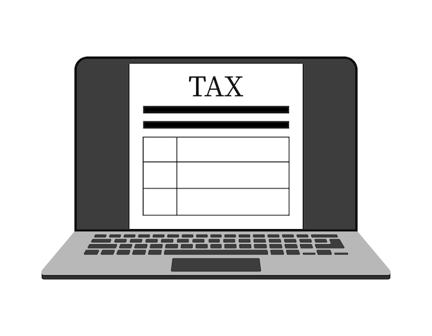 Online Tax payment Income tax calculation on laptop