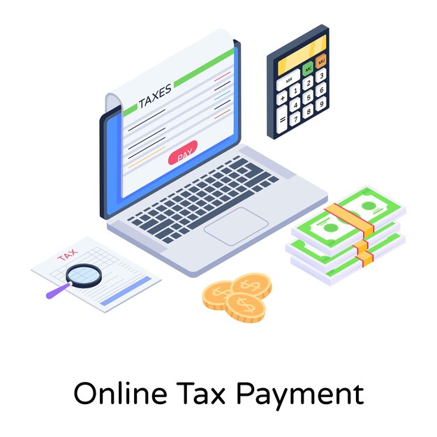 Vector an online tax payment isometric illustration