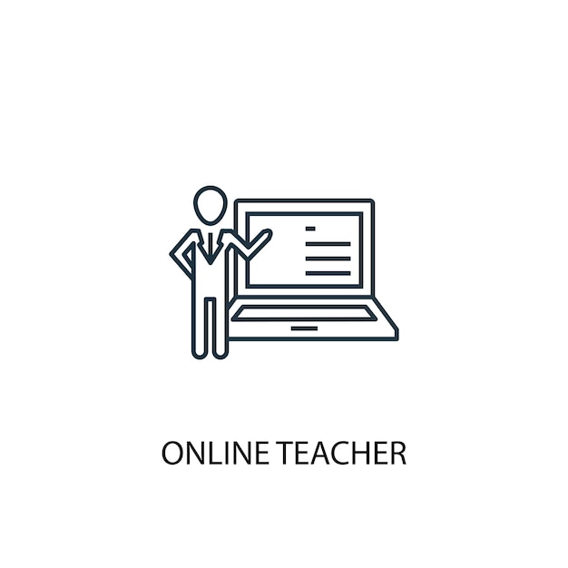 Online teacher concept line icon. Simple element illustration. online teacher concept outline symbol design. Can be used for web and mobile UI/UX