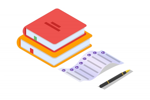 Online testing,E-learning, education isometric concept. Vector illustration.