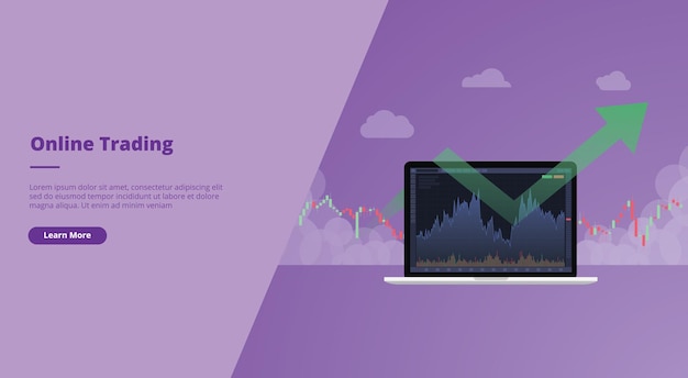 Online trading concept for website landing homepage template banner or slide presentation cover